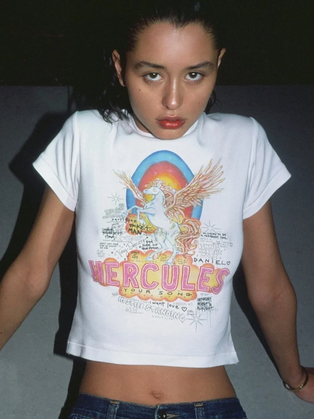 Realisation Par x Elton John White Tee with Colorful Hercules Graphic